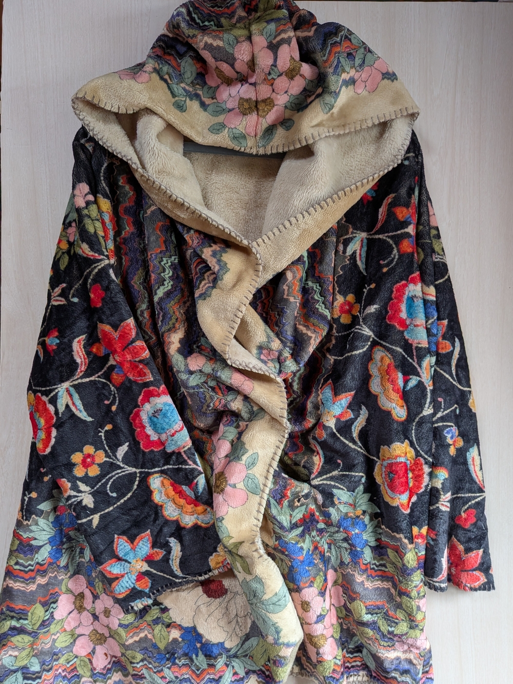 Johnny Was Biya Betzy Floral Sherpa Hooded Jacket 2X Boho Maximalist